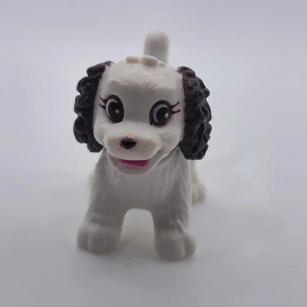 Vintage Dolly Pocket Magnetic White Spaniel Dog Figure Poseable Mini Pet